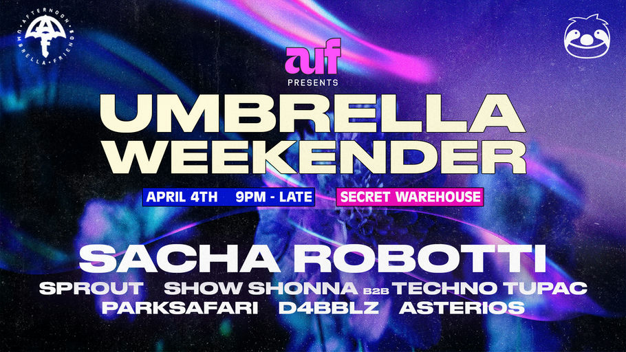 Flyer for Umbrella Weekender x Sacha Robotti