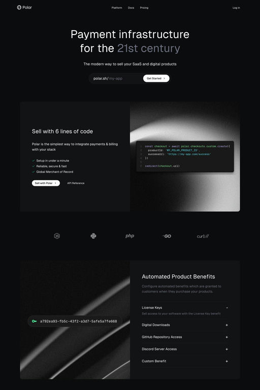 Polar website screenshot