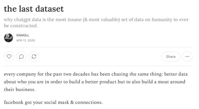 The Last Dataset: Why ChatGPT’s memory is more valuable than Facebook’s graph