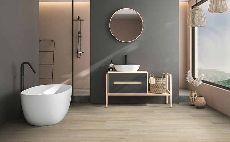 bathroom tub with window