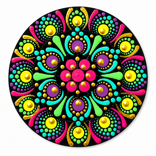 Golden Pop Mini Mandala – Fridge Magnet
