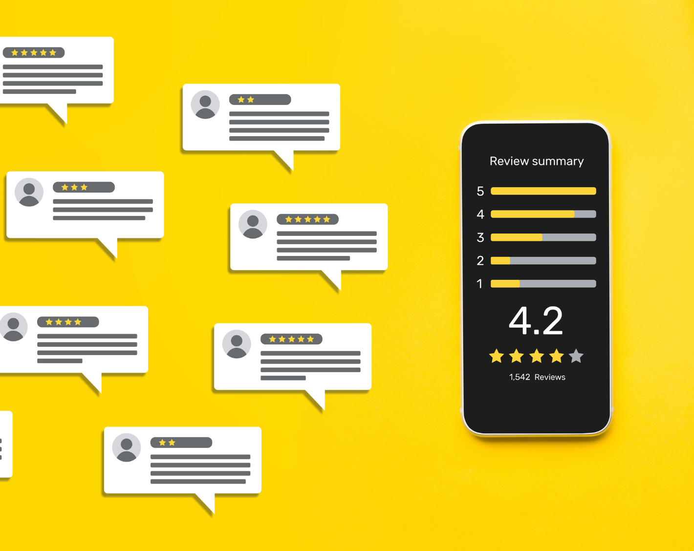 Graphic of customer reviews from Booking.com being aggregated, for Booking.com Reviews Scraping Services