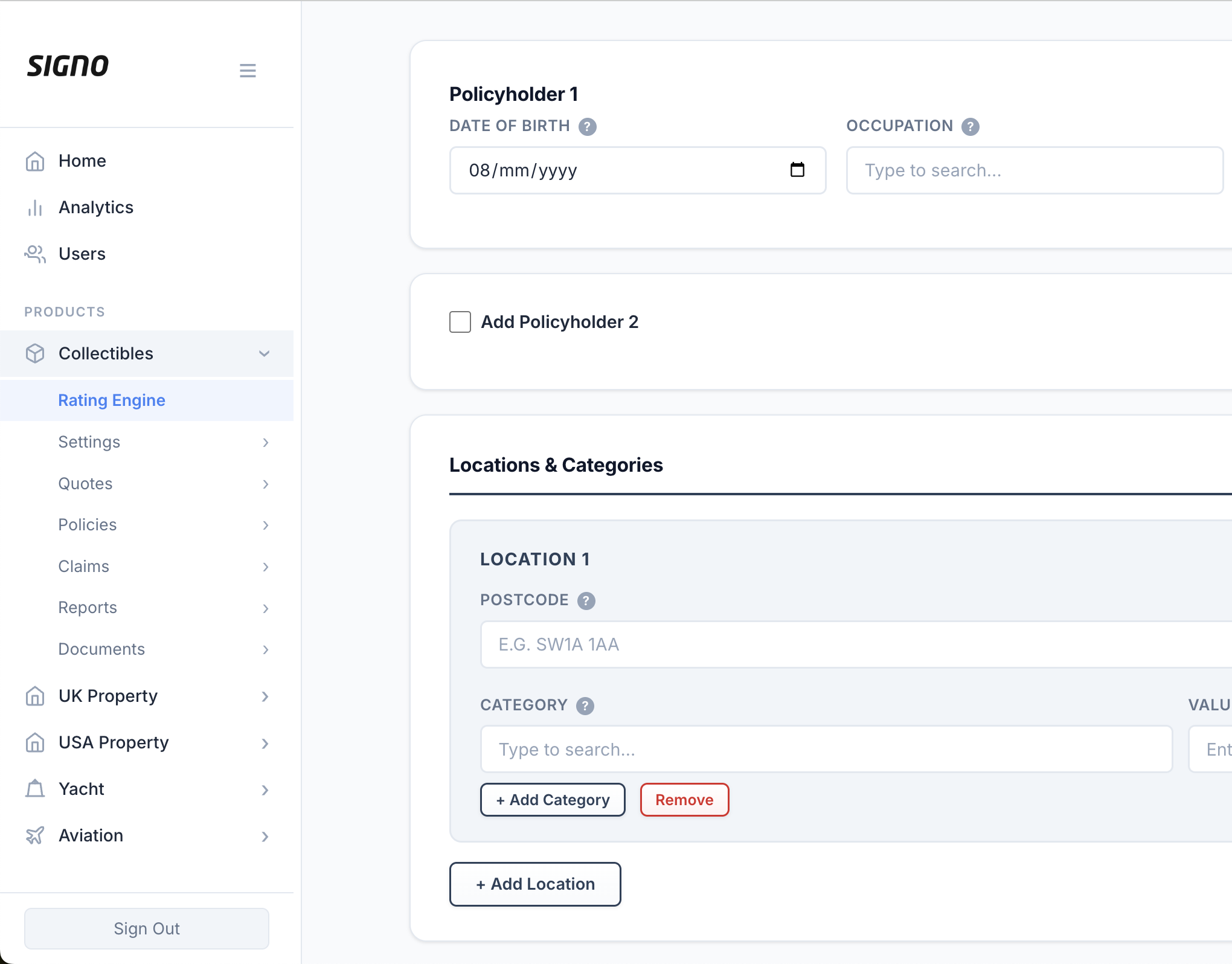 Signo's Powerful Rating Engine