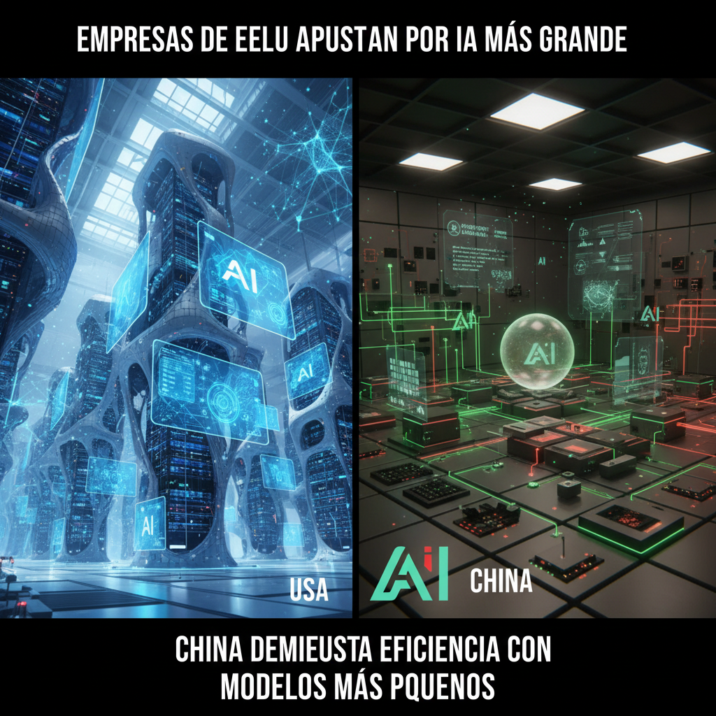 US companies bet on larger AI while China demonstrates efficiency with smaller models.