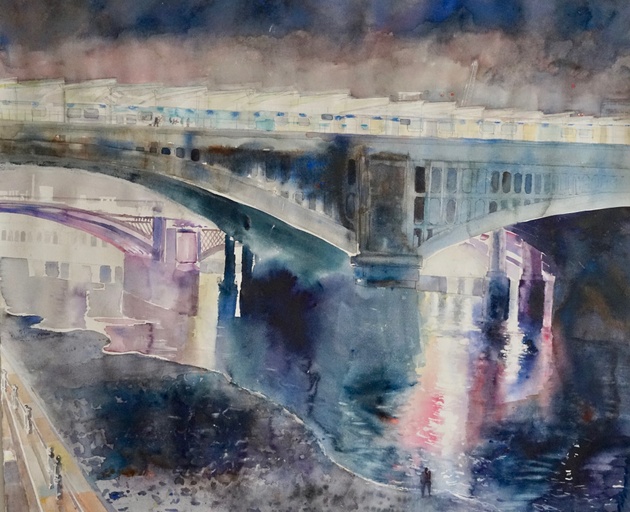 Night Lights across the Thames, Blackfriars Bridge