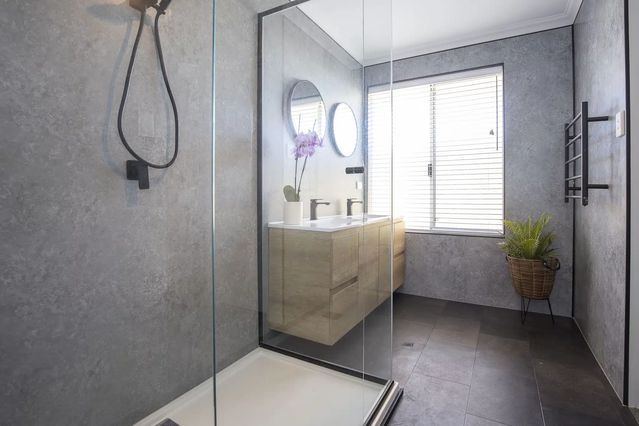 Concrete Bathroom Room Feature Wall