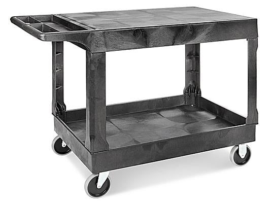 Plastic Cart With Ridgid Tires And Flat Top